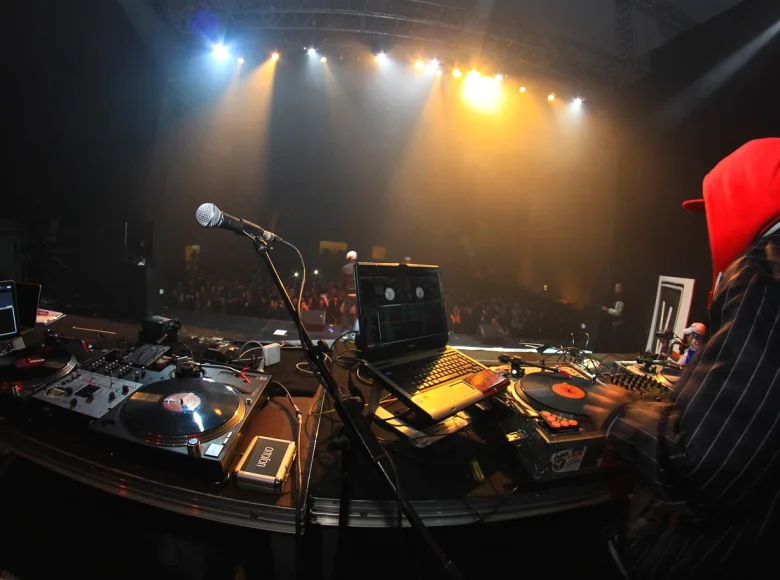 Stage cameras at a live event